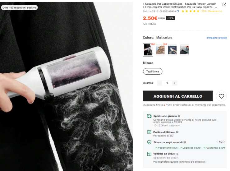 Ecco il prodotto come compare su Shein: le recensioni parlano chiaro. - Improntaunika.it