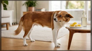 Cane che si allontana da odori intensi come limone e aceto